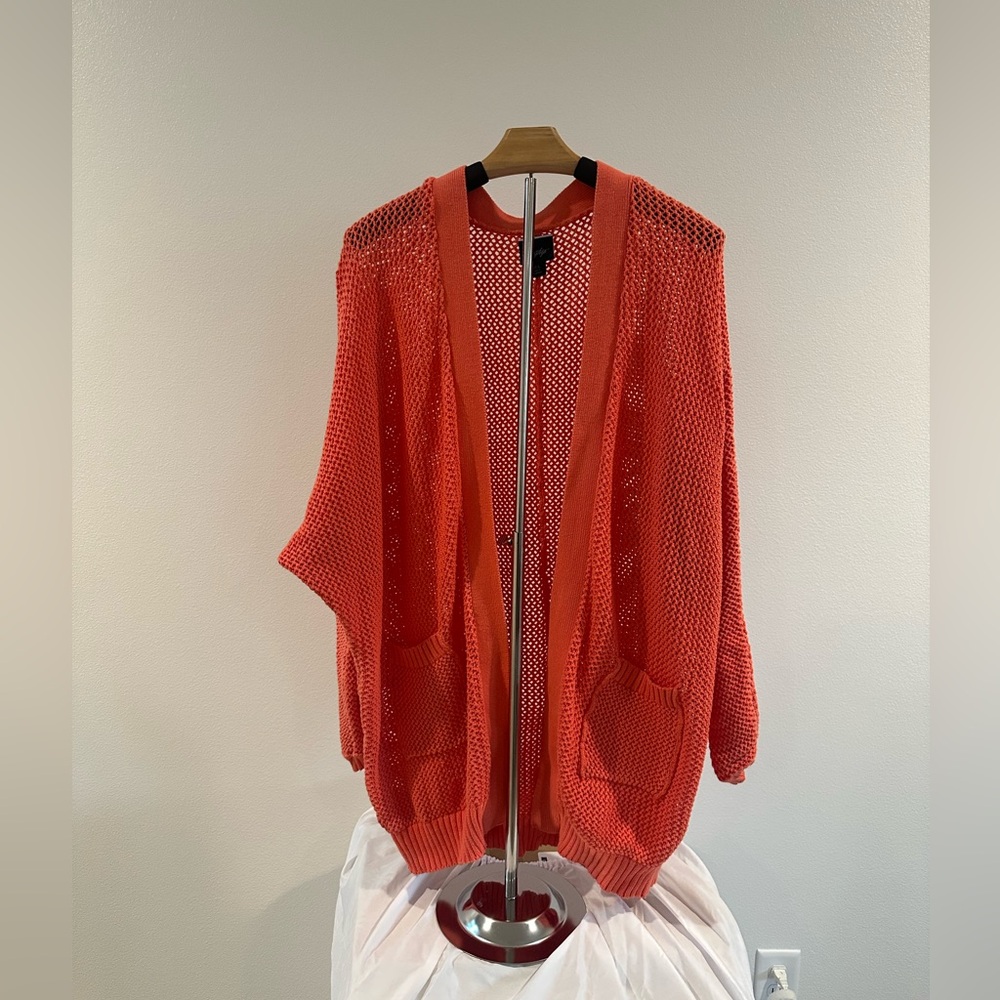 Daytrip Orange Open-Front Cardigan Sweater